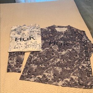 Huk Camo Fishing Shirts in Black and Gray